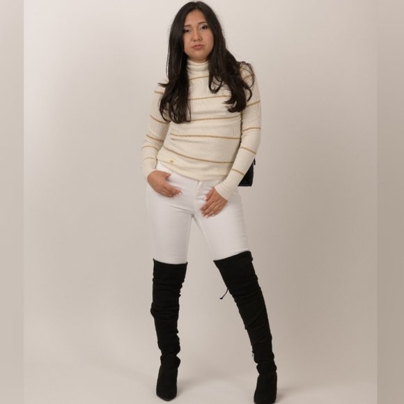 Polo Ralph Lauren Turtleneck White&Gold Sweater - Picture 4 of 4